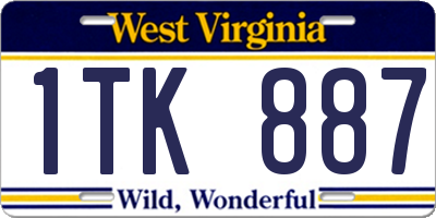 WV license plate 1TK887