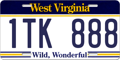WV license plate 1TK888