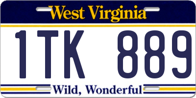 WV license plate 1TK889