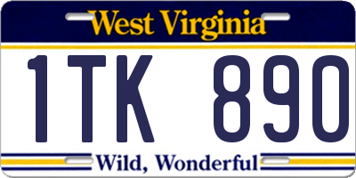 WV license plate 1TK890