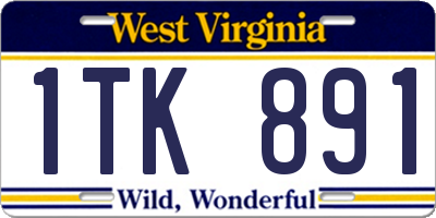 WV license plate 1TK891