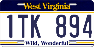 WV license plate 1TK894