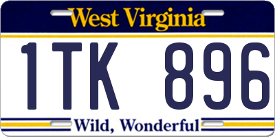 WV license plate 1TK896
