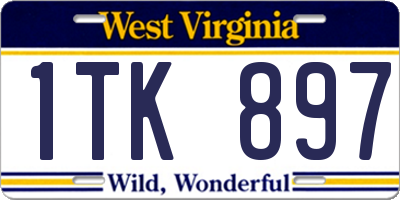WV license plate 1TK897
