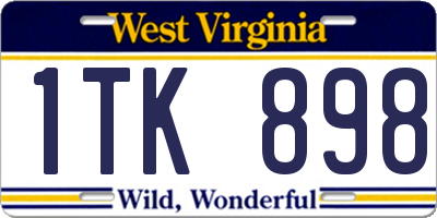 WV license plate 1TK898
