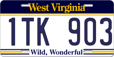 WV license plate 1TK903