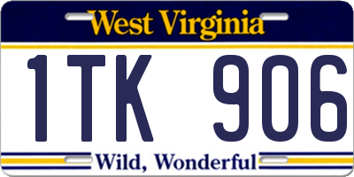 WV license plate 1TK906