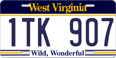 WV license plate 1TK907