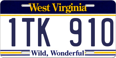 WV license plate 1TK910
