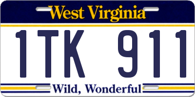 WV license plate 1TK911