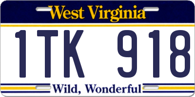 WV license plate 1TK918