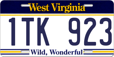 WV license plate 1TK923