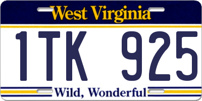 WV license plate 1TK925