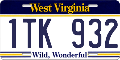 WV license plate 1TK932