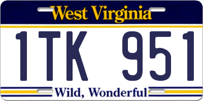 WV license plate 1TK951