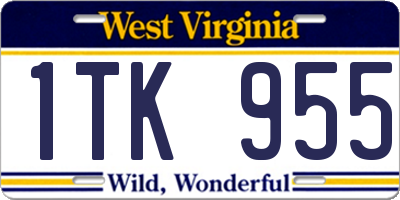 WV license plate 1TK955