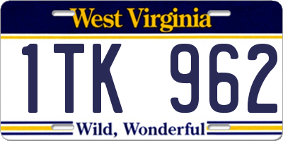 WV license plate 1TK962