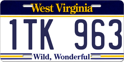 WV license plate 1TK963