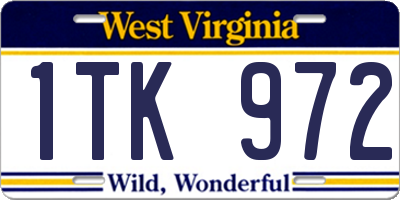 WV license plate 1TK972