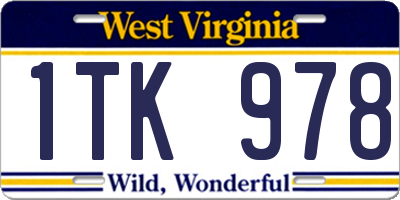 WV license plate 1TK978