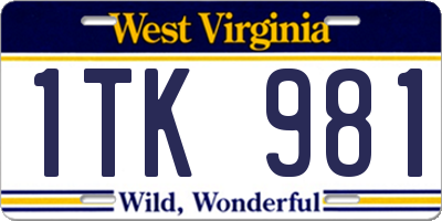 WV license plate 1TK981