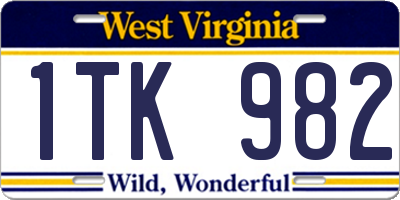 WV license plate 1TK982