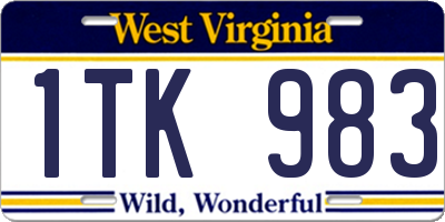 WV license plate 1TK983