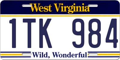 WV license plate 1TK984
