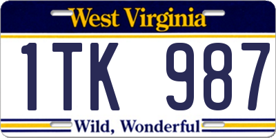 WV license plate 1TK987