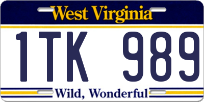 WV license plate 1TK989
