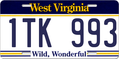 WV license plate 1TK993