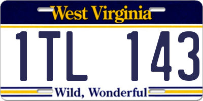 WV license plate 1TL143