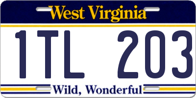 WV license plate 1TL203