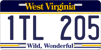 WV license plate 1TL205