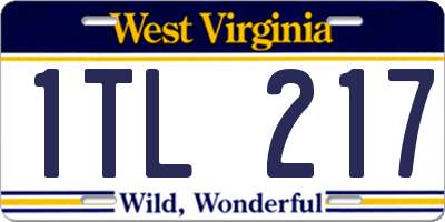 WV license plate 1TL217