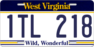 WV license plate 1TL218