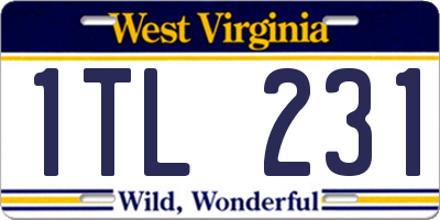 WV license plate 1TL231