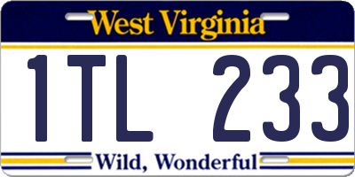 WV license plate 1TL233