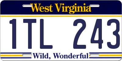 WV license plate 1TL243