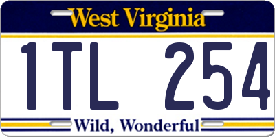 WV license plate 1TL254
