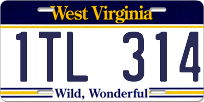 WV license plate 1TL314