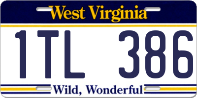 WV license plate 1TL386