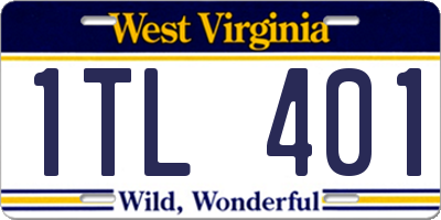 WV license plate 1TL401