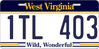 WV license plate 1TL403