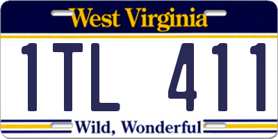 WV license plate 1TL411