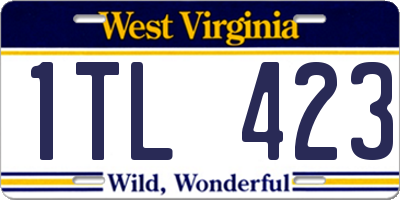 WV license plate 1TL423