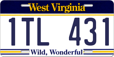 WV license plate 1TL431
