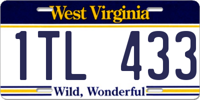 WV license plate 1TL433
