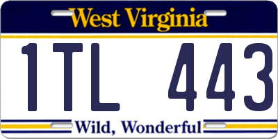 WV license plate 1TL443