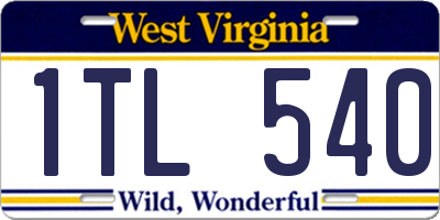 WV license plate 1TL540